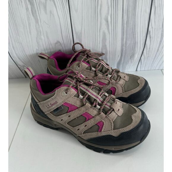 L.L. Bean 258485 Tan Waterproof Outdoor Trail Hiking Sneakers Women's Sz 8 Wide - Picture 1 of 8